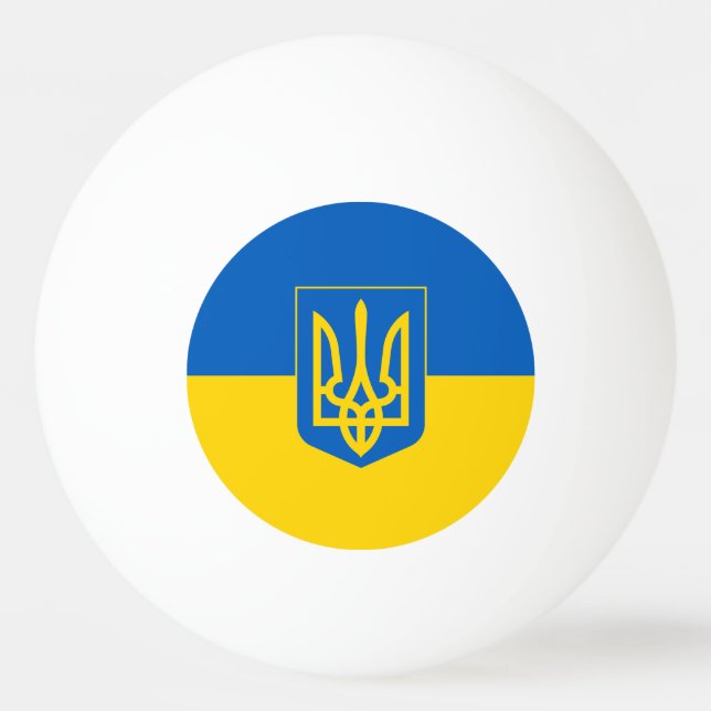 Ukrainian flag with the coat of arms ping pong ball (Front)