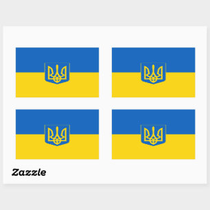 Ukrainian flag with the coat of arms rectangular sticker