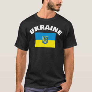 Ukrainian Flag with Tryzub Shield T-Shirt