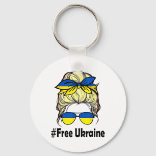 Ukrainian Flag Women Messy Bun Free Ukraine Key Ring