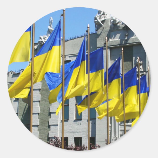 Ukrainian Flags Classic Round Sticker (Front)