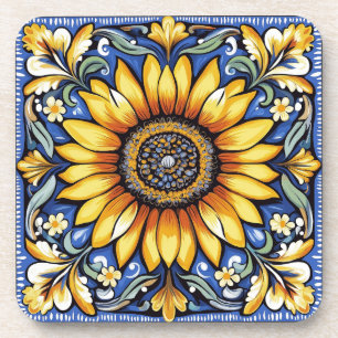 Ukrainian floral folk art coaster