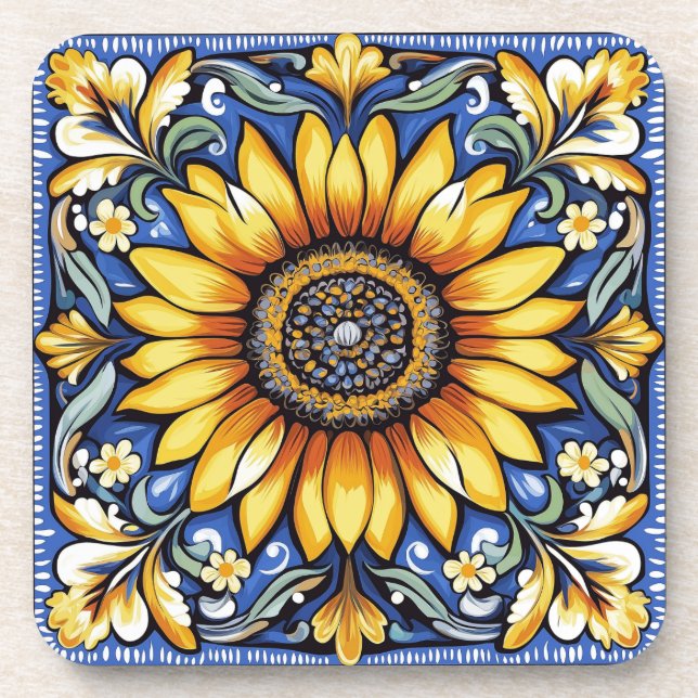 Ukrainian floral folk art  coaster (Front)