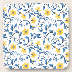 Ukrainian floral folk art motifs coaster