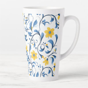 Ukrainian floral folk art motifs. latte mug