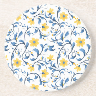 Ukrainian floral folk art motifs Sandstone Coaster