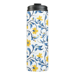 Ukrainian floral folk art motifs thermal tumbler