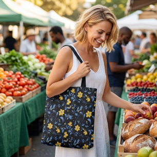 Ukrainian floral folk art motifs.  tote bag