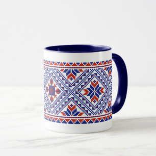 Ukrainian floral folk pattern mug