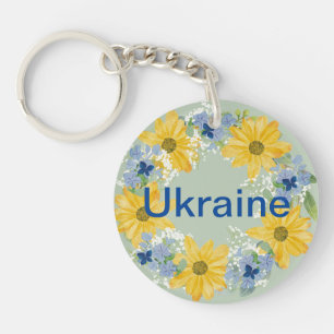 Ukrainian Floral Wreath Handcrafted Design Key Ring