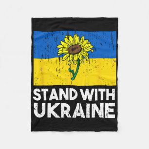 Ukrainian Flower Sunflower Stand With Ukraine Fleece Blanket