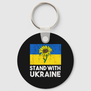 Ukrainian Flower Sunflower Stand With Ukraine Key Ring