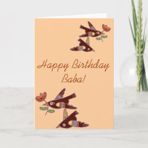 Ukrainian Folk Art Birds for Baba Card