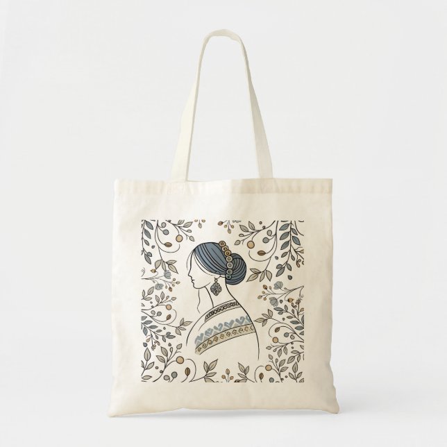 Ukrainian Folk Art Canvas Tote Bag (Front)