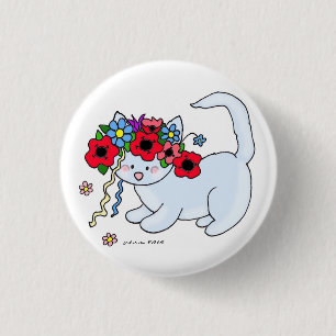 Ukrainian Folk Art Cat 3 Cm Round Badge