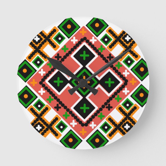 Ukrainian Folk Art Inspired  Round Clock (Front)