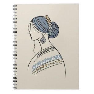 Ukrainian Folk Art Spiral Notebook   Line Art