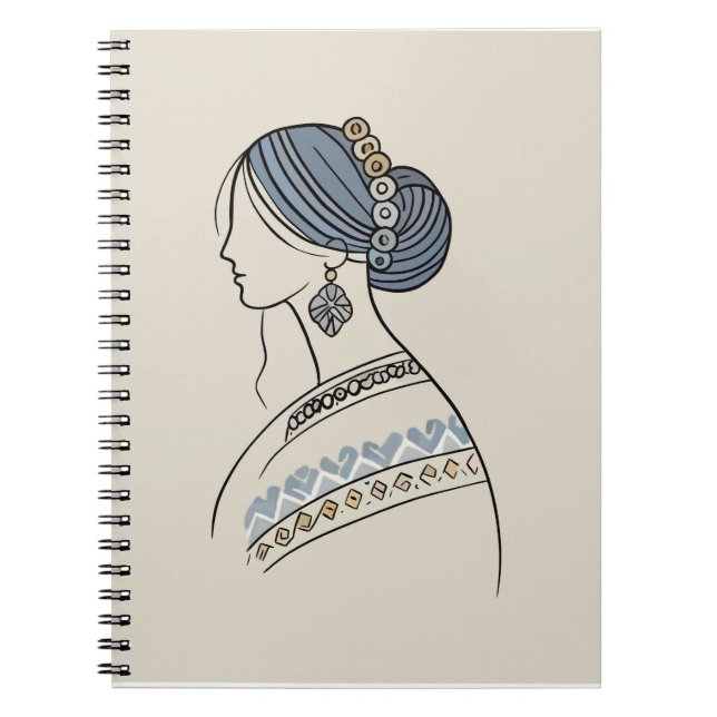 Ukrainian Folk Art Spiral Notebook | Line Art (Front)