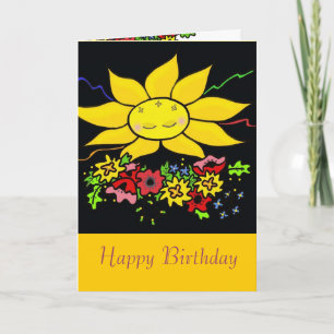 Ukrainian Folk Art Sun Happy Birthday Card