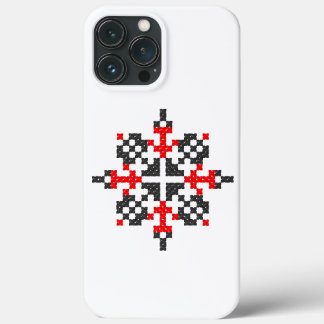 Ukrainian folk pattern in black and red. Ukraine iPhone 13 Pro Max Case