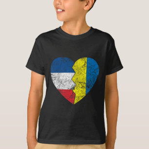 Ukrainian French Flags Heart France Ukraine Roots  T-Shirt