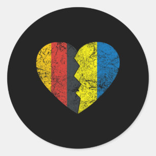 Ukrainian German Flag Heart Germany Ukraine Flag R Classic Round Sticker
