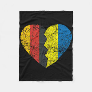 Ukrainian German Flag Heart Germany Ukraine Flag R Fleece Blanket