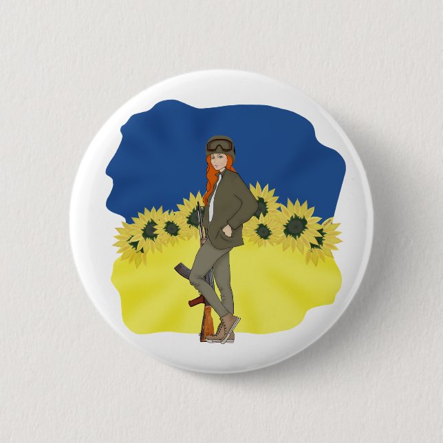 Ukrainian girl 6 cm round badge (Front)