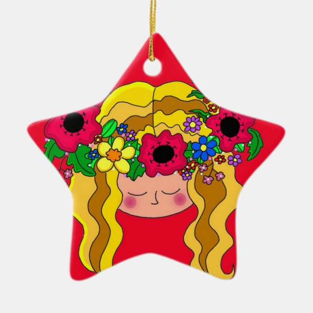 Ukrainian Girl Ceramic Tree Decoration (Front)