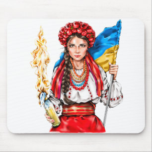 Ukrainian Girl Fighting for Freedom Mouse Mat