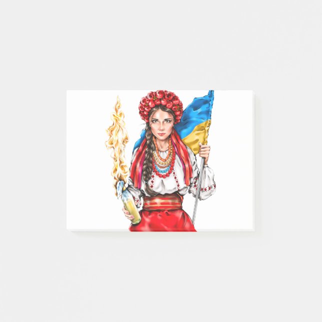 Ukrainian Girl Fighting for Freedom Post-it Notes (Front)
