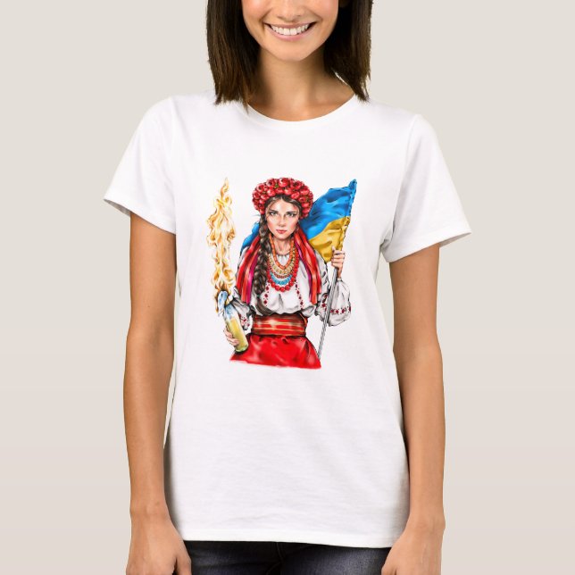 Ukrainian Girl Fighting for Freedom T-Shirt (Front)