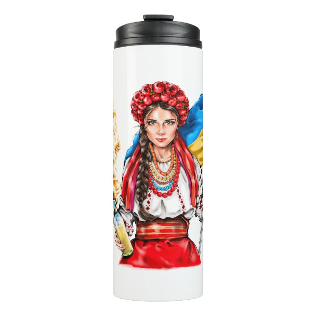 Ukrainian Girl Fighting for Freedom Thermal Tumbler (Front)