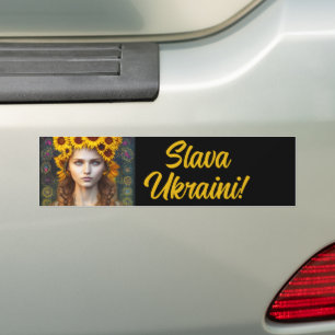 Ukrainian Girl of Amulets & Sunflowers Bumper Sticker