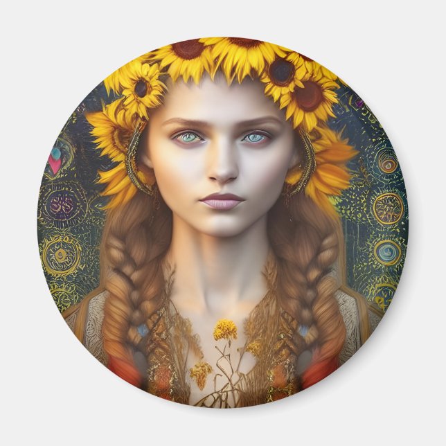 Ukrainian Girl of Amulets & Sunflowers    Magnet (Front)