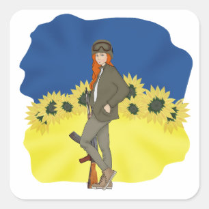 Ukrainian girl square sticker