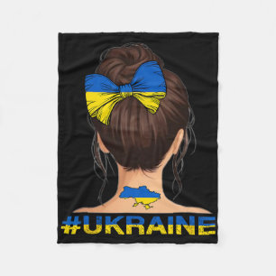 Ukrainian Girl - Ukraine Flag Messy Bun Fleece Blanket