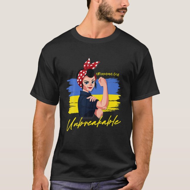Ukrainian Girl Unbreakable Ukraine Flag T-Shirt (Front)