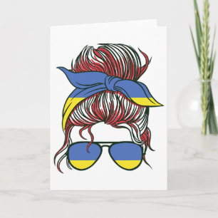 Ukrainian Girl With Sungles Patriotic Pride Ukrain Card