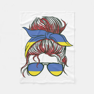 Ukrainian Girl With Sungles Patriotic Pride Ukrain Fleece Blanket