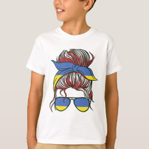 Ukrainian Girl With Sungles Patriotic Pride Ukrain T-Shirt