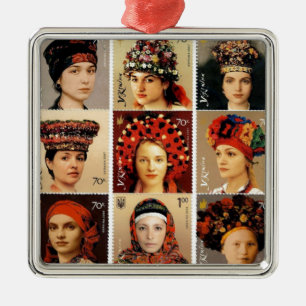 Ukrainian Headdresses Metal Tree Decoration