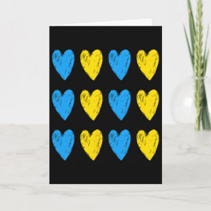 Ukrainian Hearts Support Ukraine Blue Yellow Flag  Card