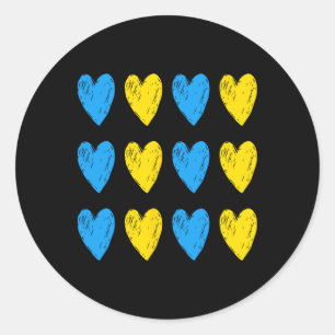 Ukrainian Hearts Support Ukraine Blue Yellow Flag Classic Round Sticker