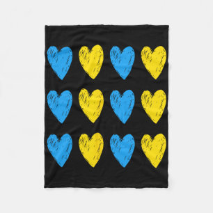 Ukrainian Hearts Support Ukraine Blue Yellow Flag Fleece Blanket
