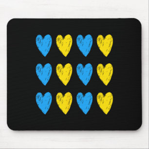 Ukrainian Hearts Support Ukraine Blue Yellow Flag Mouse Mat