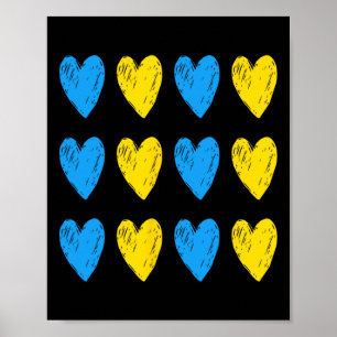 Ukrainian Hearts Support Ukraine Blue Yellow Flag  Poster