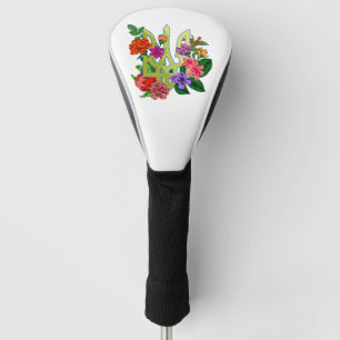 Ukrainian heraldry trident tryzub blooming flowers golf head cover