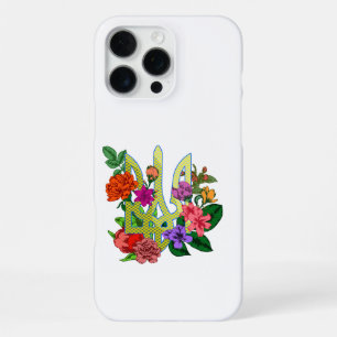 Ukrainian heraldry trident tryzub blooming flowers iPhone 16 pro max case