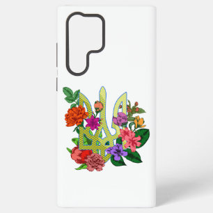 Ukrainian heraldry trident tryzub blooming flowers samsung galaxy case
